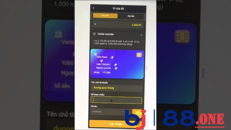 Điều kiện để nạp tiền vào tài khoản Bj88